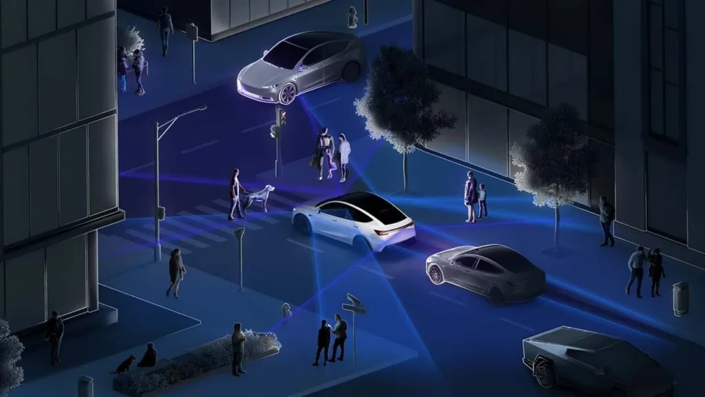 Tesla kaamerasilmast või sensorist auto küljel