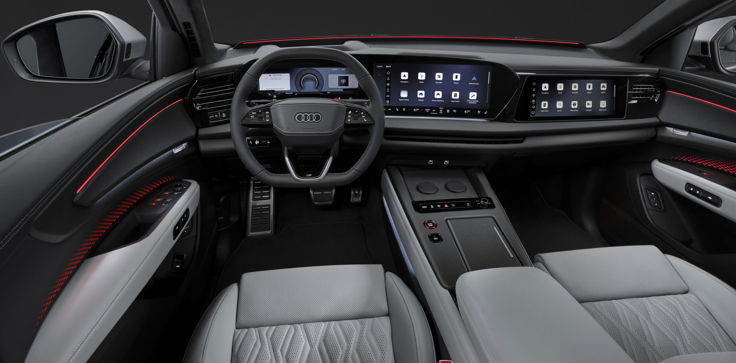 Audi SQ9 digitaalne kokpit, kolme ekraaniga armatuurlaud ja spordirool otsevaates