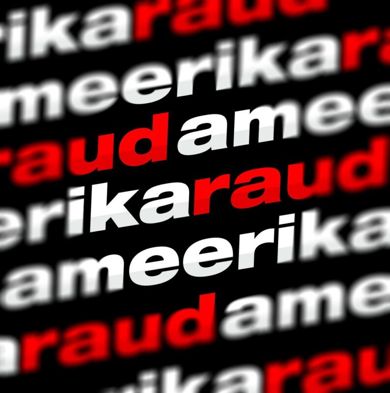 Ameerika raud tüpograafiline disain mustal taustal valge ja punase tekstiga
