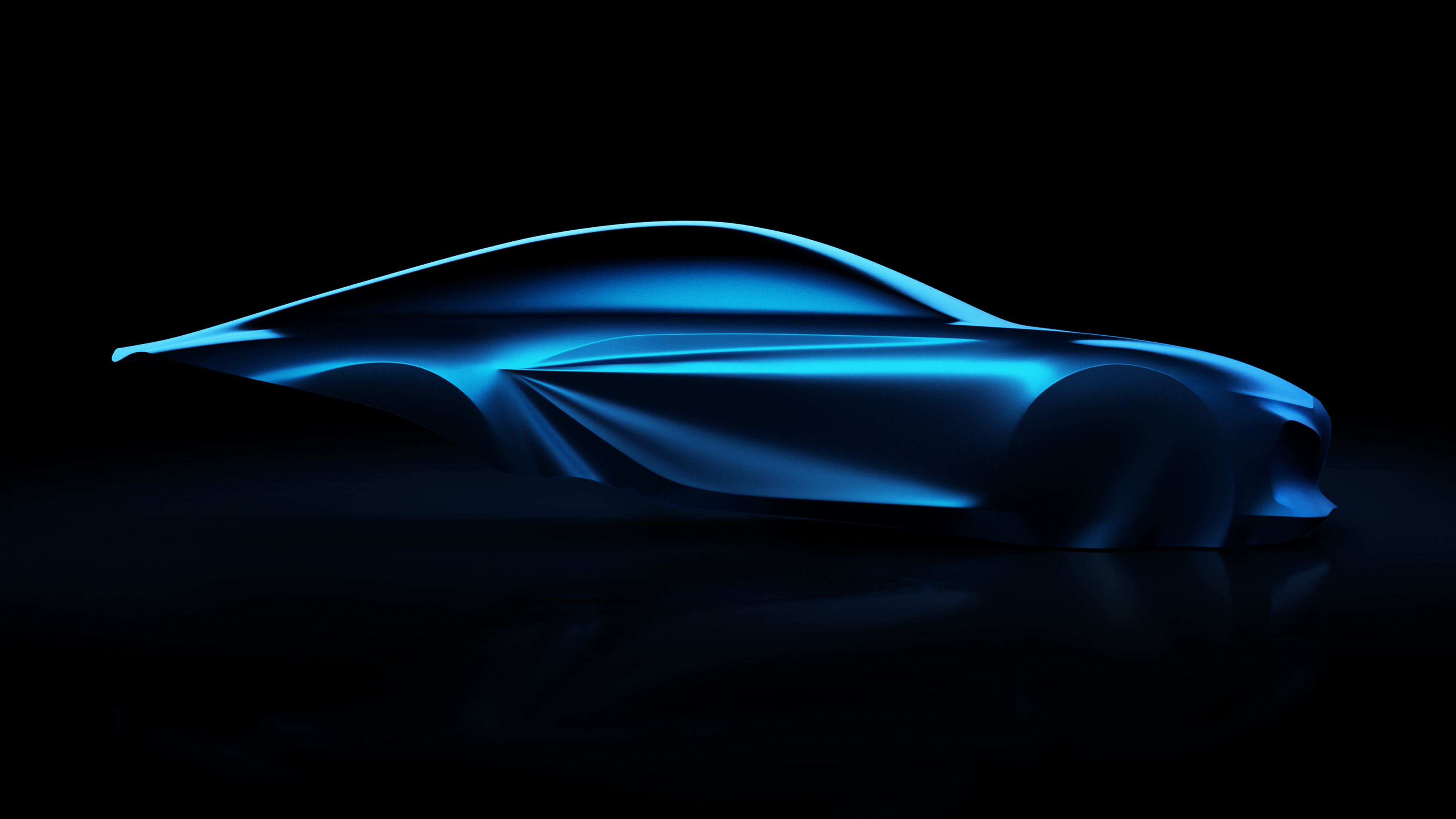 Alpine A110 bensiinimootor ja tuleviku sportauto voolujooneline disainiskulptuur