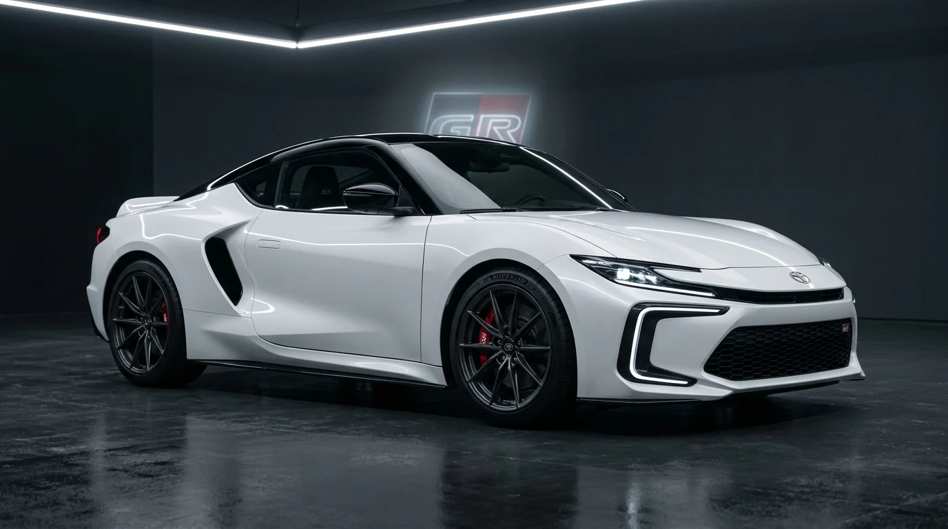 Toyota MR2 uue põlvkonna keskmootoriga ideeauto valges värvitoonis [AI illustratsioon]